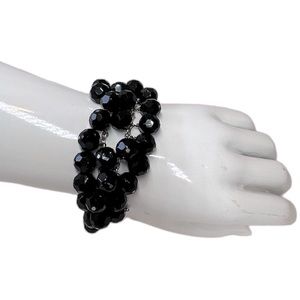 Dramatic Black Swarovski Crystal Draped Bracelet Custom Made